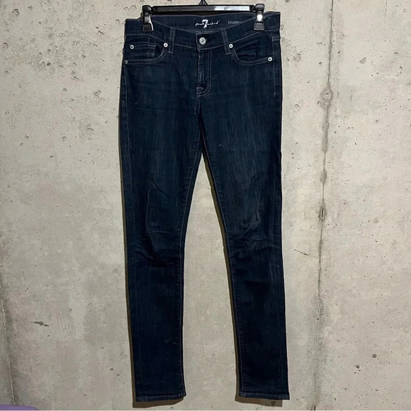 7FAM Roxanne Skinny Jeans SZ 27 Dark Wash - Picture 1 of 9